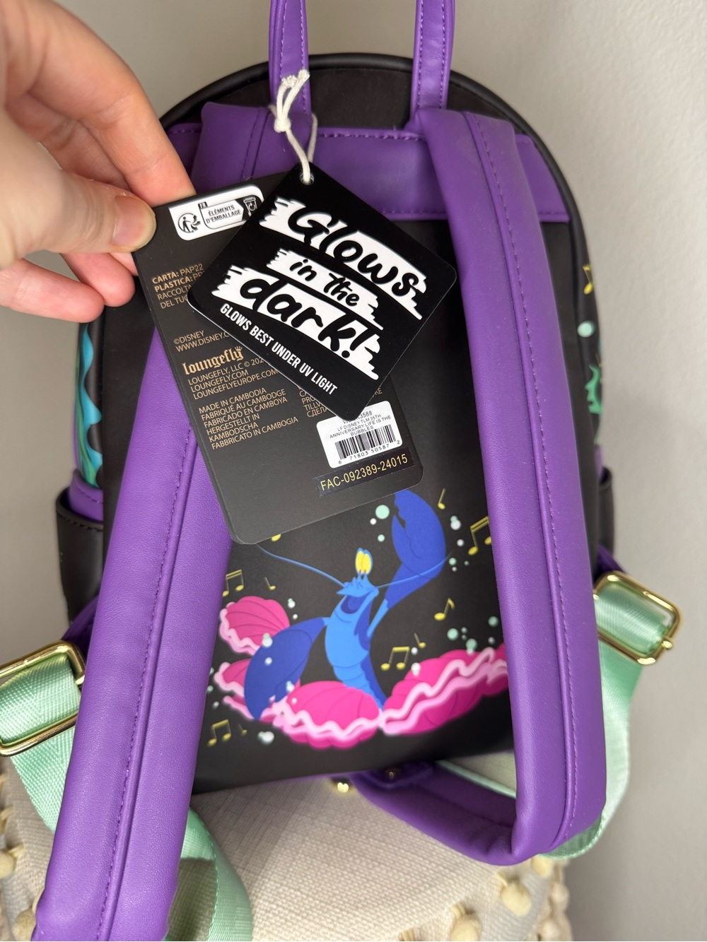 NWT Disney Loungefly The Little Mermaid Purple & Black Mini Backpack - Picture 8 of 10